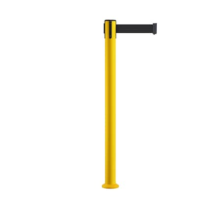 Stanchion Belt Barrier Fixed Base Yellow Post 9ft.Black Belt